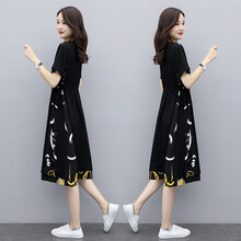 丁唯唯孕妇装夏装外出新款孕妇连衣裙中长款时尚潮妈孕妇夏季宽松透气孕妇裙子上衣 图片色 XL