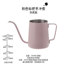 壹铭 ins迷你挂耳手冲咖啡壶 304不锈钢长嘴细口壶激光雕刻 350ML【标把浅粉色刻度版】