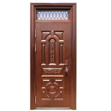 带气窗的防盗门钢质门进户门工程门仿铜门出租房门车库门仓库门 外包外右 2.5*0.96
