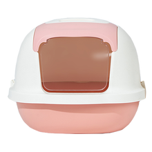么哇 猫砂盆防外溅猫厕所幼猫成猫封闭式猫沙猫屎猫便盆猫砂铲猫咪用品 封闭式-粉红苏格