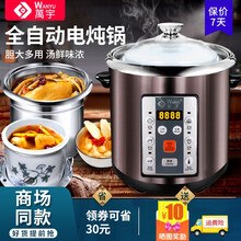 万宇（萬宇）电炖锅全自动电汤锅不锈钢304内胆智能煲汤锅白陶瓷炖盅小升数家用 按键板68B配5.5L钢胆+2.0L陶瓷