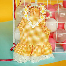 宠物雪纳瑞比熊博美小型犬夏季装太阳裙吊带泰迪狗狗衣服薄款公主 黄橘色 M胸40cm背30cm约5-6斤