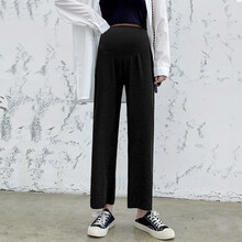 敏潮格伦孕妇裤子冰丝阔腿裤夏季薄款时尚外穿潮妈宽松休闲运动九分打底裤 黑色 M