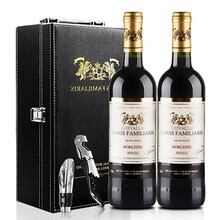 超市	布多格(CANIS FAMILIARIS)法国原瓶进口红酒 骑士干红葡萄酒双支年货礼盒装 750ml*2瓶