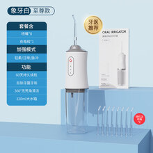 LIYOU 电动冲牙器便携式正畸牙齿口腔结石清洁水牙线家用洁牙神器洗牙器 高频款(8喷嘴+3模式)-象牙白