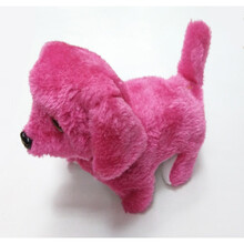 【七夕礼物】儿童玩具 电动小狗毛绒玩具 会走路倒退会叫 眼睛发光玩具毛绒狗狗 玫红色 狗 标配
