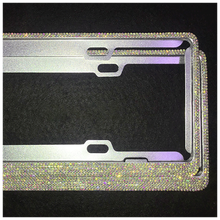 汽车水钻车牌架框 水钻牌照架水钻牌照框架车牌架 捷克（12排）彩色水钻银底