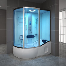 淋浴房整体淋浴房整体卫生间一体淋浴房整体浴室集成卫浴封闭式带浴缸汗蒸洗澡间沐浴房 130*85*215豪配彩灯款/黑白可选 不含蒸汽
