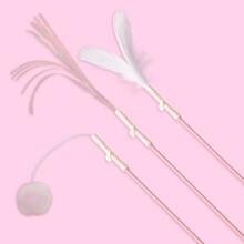 守爱伸缩逗猫棒长杆耐咬猫玩具猫咪用品小猫幼猫铃铛羽毛替换头仙女棒 流体逗猫棒【粉色】（一杆三替换头）