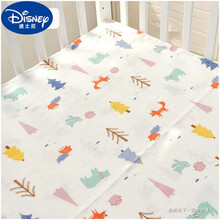 【好睡眠】迪士尼小孩子睡的婴儿床单纯棉a类宝宝床品卡通婴幼儿童床双层纱布盖被床单春秋夏 白底森林动物 一般婴儿床用(150*90)