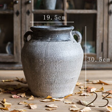 粗陶陶罐花瓶花盆 多肉复古做旧仿古大号土陶盆坛子插干花 23