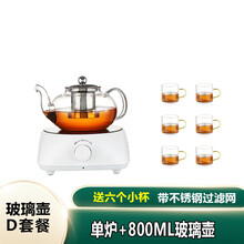 多喜达（DUOXIDA）新款电陶炉茶炉小型煮茶器烧水泡茶炉迷你小电磁炉不挑壶玻璃壶铁壶陶瓷壶家用 白色单炉+玻璃壶D款套餐