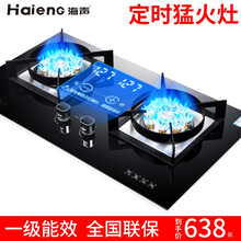 海声 燃气灶双灶 定时猛火煤气灶 家用天然气聚能猛火5.2kW 嵌入式双炉熄火保护台式防爆钢化玻璃 HS12【双9头智能定时】 5.2kW猛火 液化气