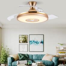 风向标隐形吊扇灯 餐厅风扇灯简约现代家用客厅电扇灯卧室带led风扇吊灯 【变频】42-0098金色吸顶款+变光遥控