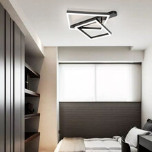 乐兴艺极简轻奢卧室灯简约现代2021年新款设计师led卧室吸顶灯创意个性北欧灯具 黑色大号50cm/无极调光68w（带遥控）