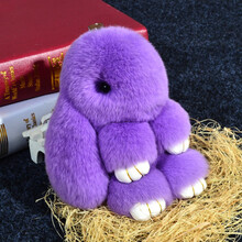 【七夕礼物】装死兔挂件 小兔子饰品獭兔毛皮草毛绒玩具包包挂饰正版大号垂耳兔 香芋紫15cm