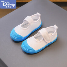 轻奢品特价迪士尼 2021春秋新款儿童帆布鞋幼儿园室内鞋校园指定小白鞋男女宝宝童鞋 C08-8网面 21