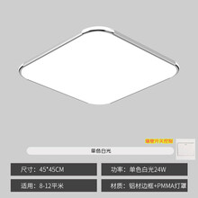 客厅灯2021年新款LED吸顶灯遥控卧室灯具简约现代家用大气阳台灯 薄银45*45超亮白光
