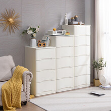 亦照 斗柜实木简约现代储物柜卧室收纳床头柜抽屉式客厅五斗橱收纳柜子 象牙白色五斗（50cm宽）