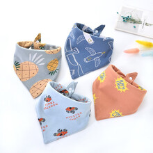 新生儿口水巾婴儿纯棉围嘴防水儿童三角围巾口水围兜宝宝 四条装三角巾生龙活虎系