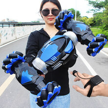 手势感应四驱越野车大号扭变电动攀爬车儿童男孩玩具变形遥控汽车遥控坦克遥控汽车玩具特技车 超大32CM【手柄+一键变形+特技行驶】蓝 畅玩双电版+遥控电池