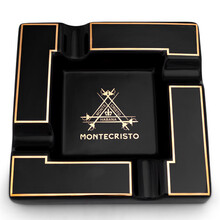 雪茄烟灰缸陶瓷大口径雪茄专用烟槽家用烟缸灭烟器 黑色