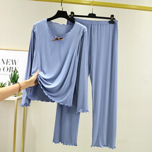 十月结晶同款 五月份夏季月子服哺乳衣薄款孕妇睡衣产后4-5月份莫代尔产妇夏天6 ZF-(莫代尔)蓝色套头 M