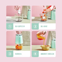 荣事达辅食机婴儿宝宝料理家用电动小型迷你榨果汁搅拌米糊绞肉机省时省力一机多用低噪音研磨细腻 绿色双碗双刀