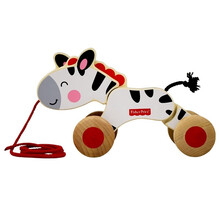 费雪拖拉鳄鱼 全身会摇摆6-12个月儿童宝宝木制益智学步手拉玩具 拖拉小斑马-FP1008