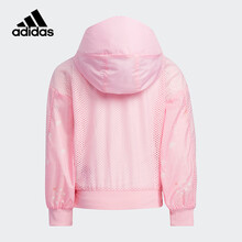 adidas阿迪达斯2021春夏季LG TE WV JKT女小童运动连帽夹克印花网面外套GP0400浅粉A110/建议身高110cm