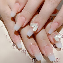 精沐美甲日系飘带蝴蝶结饰品立体雕花白色蝴蝶结合金钻金色蝴蝶银色猫眼蝴蝶白钻猫眼石蝴蝶美甲饰品 2只中号猫眼蝴蝶