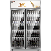 坤创 展示柜冷藏饮料保鲜柜商用便利店双门立式冰柜冰箱三门超市陈列柜 双门星光银加大款 风冷