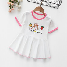 夏款连衣裙纯棉短袖女童公主裙韩版婴幼儿宝宝小裙子休闲睡裙 Q白色 110cm