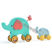 宝宝拉绳牵引拖拉学步萌兔可爱有趣的拉线动物车学步神器早教儿童女孩男孩玩具六一儿童节礼物 憨厚大象(母子款)