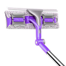 高层擦玻璃神器家用擦玻璃神器双层玻璃刮水器高层窗户伸缩杆清洗器 墨申 时尚紫 套餐一(共2布1胶条)