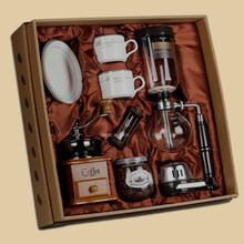 手动煮咖啡壶套装礼盒 手磨咖啡机套装复古磨豆机虹吸壶家用玻璃壶煮咖啡器具礼品 19款A款钢芯标准版(+配沙漏)