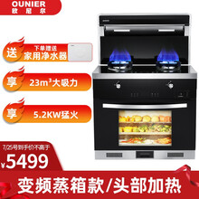 欧尼尔（OUNIER）集成灶蒸烤一体灶下排侧吸式变频电机环保家用自动清洗消毒带蒸箱烤箱头部加热一体机 蒸箱款+变频电机+头部翻盖 液化气