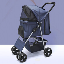 DRONTAL轻便可折叠宠物手推车狗狗猫咪中型小型犬猫咪外出推车四轮代步车 蓝色(可承重30斤)