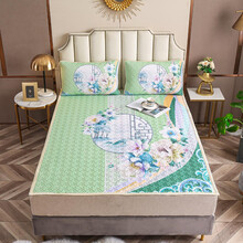 雲上舒 乳胶凉席 7.5mm加厚大版花数码印花凉感丝凉席三件套 薄垫褥子软席可水洗机洗折叠垫 屏风 150*200cm