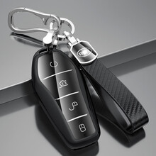 友善福 适用于2021款比亚迪秦PLUS钥匙套DMI钥匙包E2定制钥匙壳扣 典雅黑+挂绳