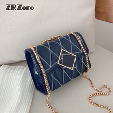 七夕礼物Z.R.Zoro轻奢品牌包包女包单肩包新款2021时尚百搭连腋下包ins小众绣线小包 蓝色