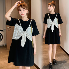 郁彼 孕妇装夏装孕妇裙夏季夏天外穿孕妇连衣裙宽松大码孕妇裙子孕妈装 黑色 M