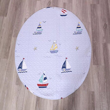 DeceStar 儿童帐篷地垫全棉防潮加厚环保宝宝爬爬垫儿童圆形地毯游戏卡通地垫 浅蓝小船地垫110厘米