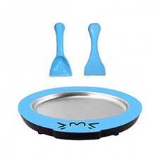 旦榄炒酸奶机家用小型迷你儿童自制水果抄冰淇淋雪糕冰盘免插电 天蓝色