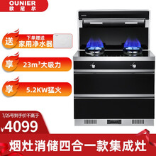 欧尼尔（OUNIER）集成灶蒸烤一体灶下排侧吸式变频电机环保家用自动清洗消毒带蒸箱烤箱头部加热一体机 消毒柜款+变频电机+头部翻盖 液化气