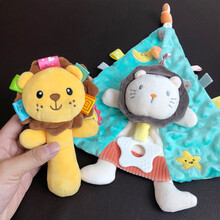 安抚巾婴儿可入口 新生婴儿安抚巾可入口0-12个月宝宝啃咬娃娃公仔安抚玩偶玩具 狮子三角安抚巾+BB棒狮子