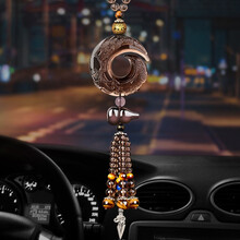汽车挂饰车内饰品车载后视镜挂件装饰出入平安保吊饰车上吊坠男女 黑曜石祈时来运转-葫芦-茶水晶串珠