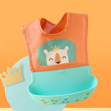 皇宠围兜 婴儿防水围嘴宝宝吃饭围兜辅食饭兜喂儿童小孩硅胶免洗口水兜 橘色围兜