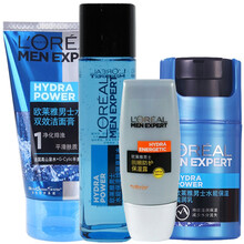 【节日送礼选择】欧莱雅男士护肤礼盒套装 水能保湿洗面奶乳液面霜 送男友朋友 春季滋润保湿 【无礼盒四件套】洁面+爽肤水+滋润乳+防护保湿露