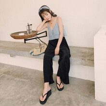 孕妇裤夏季外穿阔腿休闲裤夏款透气孕妇打底裤宽松托腹孕妇裤子春秋季孕早期时尚潮流孕妈装夏天孕妇装夏装 黑色 M